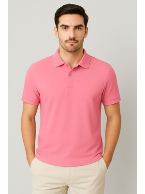 Regular Fit %100 Pamuk Polo Yaka Yarım Kollu Basic T-Shirt