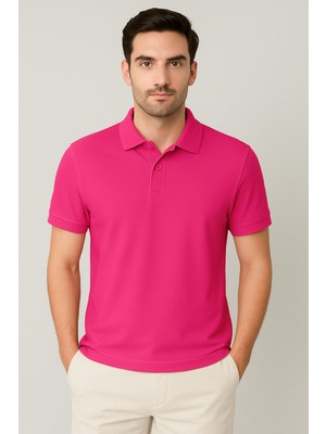 Regular Fit %100 Pamuk Polo Yaka Yarım Kollu Basic T-Shirt
