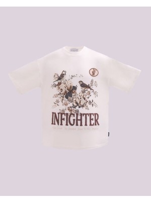 İnfighter Erkek Kısa Kol Nature And Birds Oversize Ekru Tişört