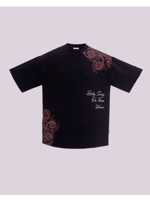 İnfighter Erkek Kısa Kol Waves Oversize Siyah Tişört