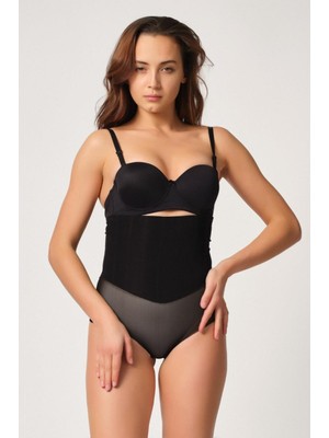 Siyah Mı Emay 2945 Tül Karyokalı Slip Lazer Korse
