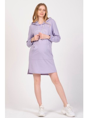 Busa Hamile Hoodie Elbise Elbise Bodycon Stil Günlük Kullanım İçin Lila Renkli Tasarım
