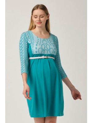 Busa Hamile Kemerli Mini Elbise Yeşil