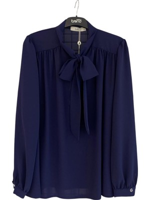 Armine Boyun Kurdele Desenli Tunik-Lacivert 25YT303