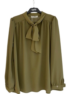 Armine Boyun Kurdele Desenli Tunik-Yağ Yeşili 25YT303