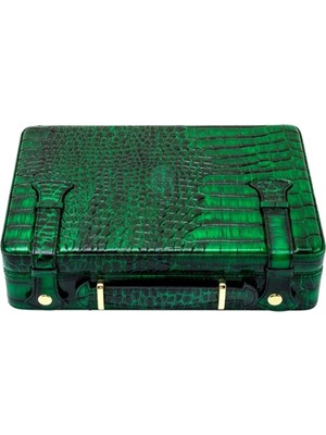 Deri Croco Yeşil Humidor 18's El Çantası Puro Kutusu
