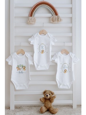 3'lü Bebek Body - Little Lion Series  - R Harfi