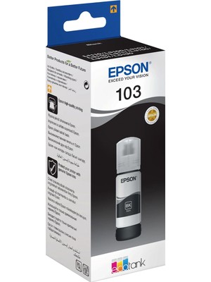 Epson Ecotank 103 Orijinal Siyah Mürekkep Kartuşu 65 ml Erkek Kullanıcılar İçin Şık Tasarım