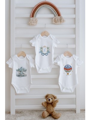 3'lü Bebek Body - Blue Royal Series  - E Harfi