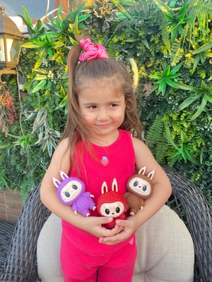 Labubu Figür, 3'lü Set Labubu Figürü, Sevimli Canavar Labubu 13 cm Ayakta Duran