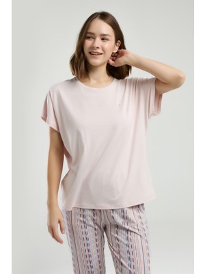 Pierre Cardin Kadın Bisiklet Yaka Kısa Kol Desenli Pijama Takım