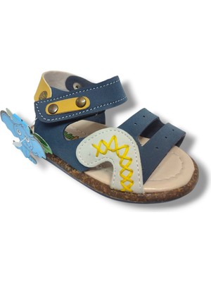 Şirinbebe 1629-20 Anatomik Dikiş Cırtlı Bebek Erkek Sandalet Lacivert Sarı18-20