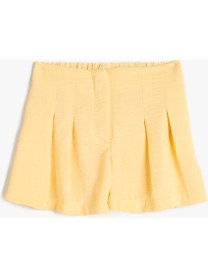 Koton Şort Pileli Diz Üstü Beli Lastikli