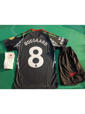 Arsenal Siyah #8 Odegaard Çocuk Isimsiz Futbol Forması
