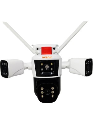 12 Mp 3 Kameralı WiFi 360 Derece Dış Mekan Kamera Gerçek Zamanlı Uzaktan İzleme