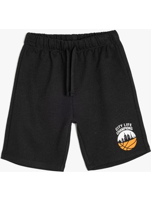 Koton Beli Bağlamalı Baskı Detaylı Cepli Şort