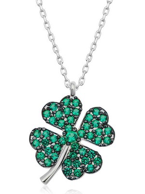 Gümüş Dört Yapraklı Yonca Kadın Kolye