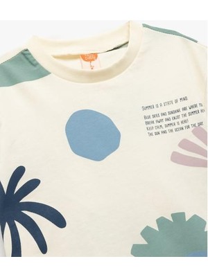 Koton Tişört Slogan Baskılı Kısa Kollu Bisiklet Yaka Pamuklu