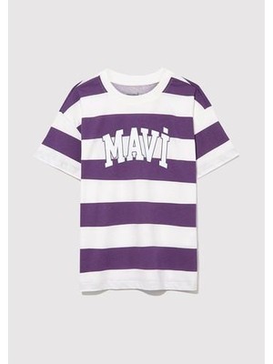 Mavi MAVİ LOGO BASKILI Colorblock Tişört Kız Çocuk Günlük Kısa Kol İnce