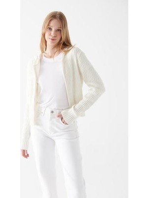 Mavi Kadın Fermuarlı Beyaz Hırka 1710109-81964