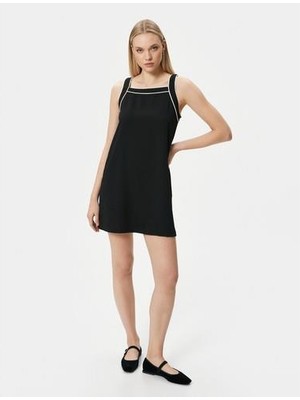 Koton Askılı Mini Elbise Kare Yaka Şerit Detaylı