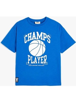 Koton Tişört Basketbol Baskılı Kısa Kollu Bisiklet Yaka