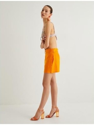 Koton x Sibil Çetinkaya Keten Karışımlı Kısa Şort Kemer Detaylı Cepli