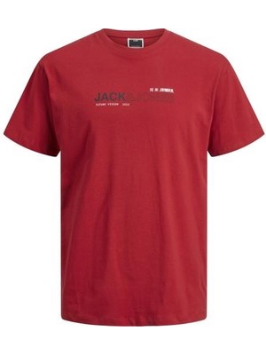 Jack & Jones Jcomono Vısıon Tee Ss Crew Neck Ln Kırmızı Erkek T-Shirt 12215655-Chili
