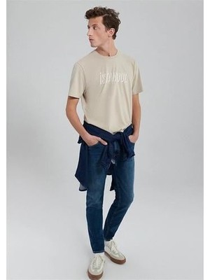 Mavi M0611956-82393 Açık Bej Erkek Regular Istanbul T-Shirt