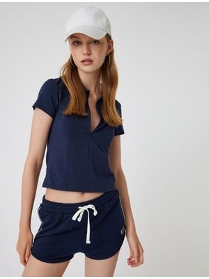 Koton Polo Yaka Tişört Fermuarlı Slim Fit Kısa Kollu