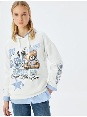 Koton Kolej Baskılı Kapüşonlu Oversize Sweatshirt