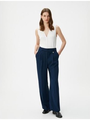 Koton Palazzo Pantolon Yüksek Bel Düz Paça Düğmeli