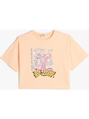 Koton Oversize Anime Tişört Kısa Kollu Bisiklet Yaka Pamuklu