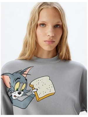 Koton 5WAL10196IK 031 Grı Genc Kız Pamuk Jersey Sweatshırt