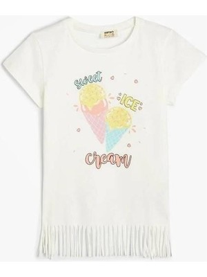 Koton 4SKG10222AK Koton Kız Çocuk T-Shirt Ekru