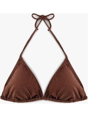 Koton Parlak Bikini Üstü Üçgen Boyundan Bağlamalı