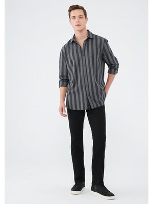 Mavi Erkek Martin Black Jean Pantolon 0037826974 Klasik Kesim Düz Cep ile Normal Bel