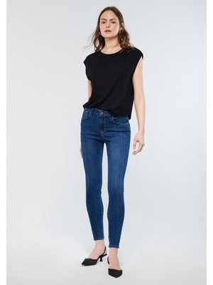 Mavi Tess Gold Premium İndigo Mavisi Kadın Jean Pantolon Normal Bel Dar Paça Tencel Kumaş 100328-82232