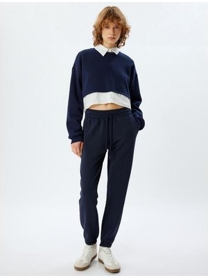 Koton Jogger Eşofman Altı Cep Detaylı Beli Bağcıklı Nervürlü Rahat Kalıp