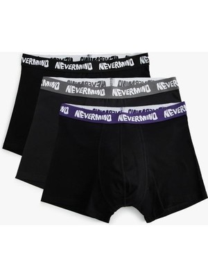 Koton 3'lü Boxer Seti Oversize Slogan Baskılı Pamuklu