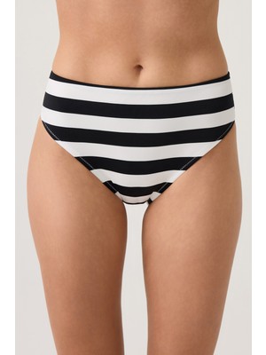 Los Ojos Siyah-Beyaz Çizgili U Yaka Spor Mayo Sporty One Piece