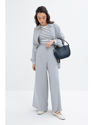 Gri-Geniş Paça Pantolon
