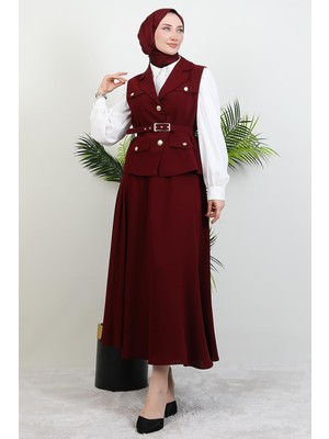 Giza Store Gömlekli Üçlü Takım Bordo