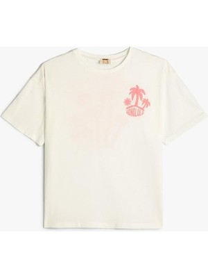 Koton Palmiye Baskılı Tişört Kısa Kollu Bisiklet Yaka Pamuklu