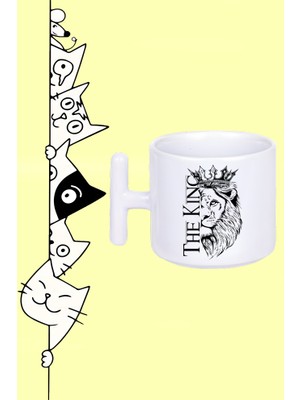 The Kıng Lıon Kral Aslan Tasarım Baskılı Beyaz T Sap Kupa Bardak