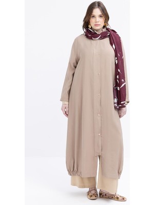 Vizon-Etek Ucu Lastikli Çıtçıtlı Büyük Beden Ferace