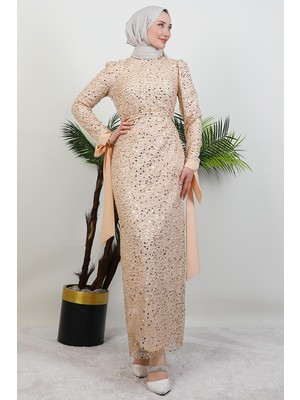 Sena Pullu Elbise Gold