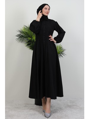 Giza Store Çift Cepli Poplin Elbise Siyah