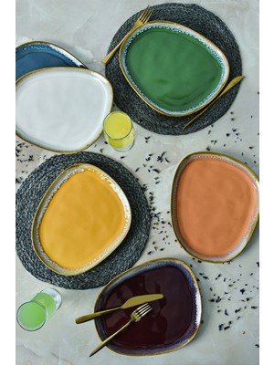 Keramika Shizen Mix Tetra 30 cm Renkli Servis Tabağı 6 Adet Stoneware Malzeme ile Şık Sunum