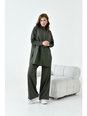 Garmi Kadın Deri Iki Ip Takım Haki